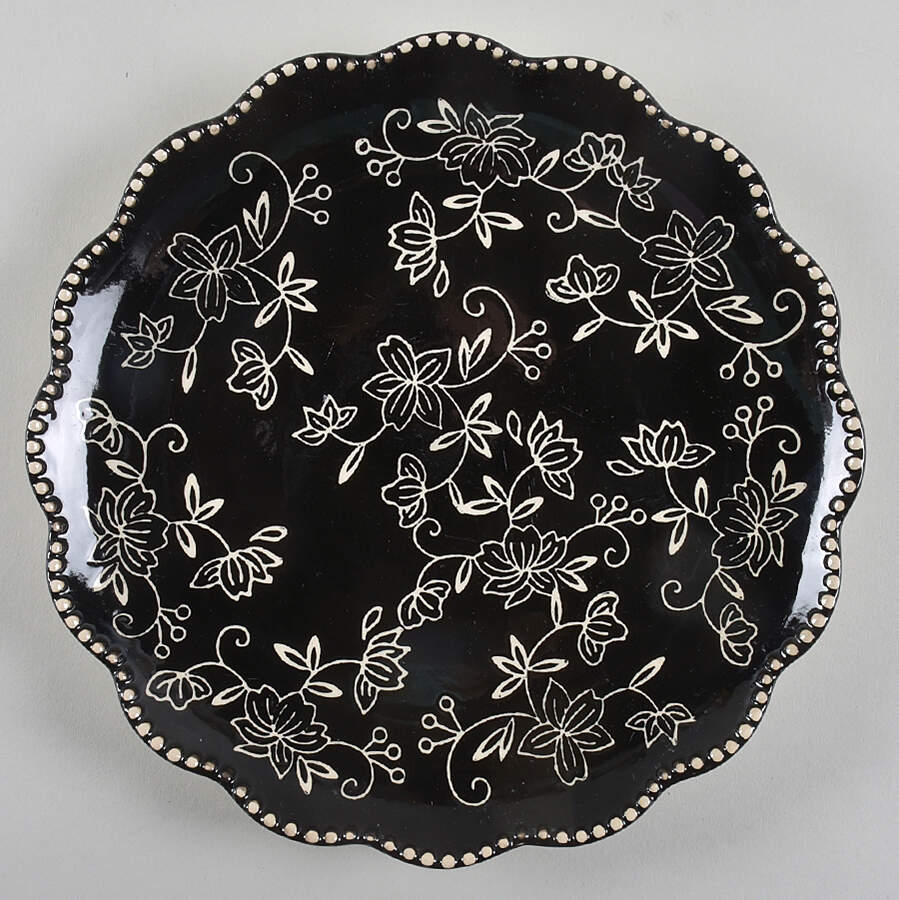 Floral Lace Black Salad Plate by Temp-Tations-1