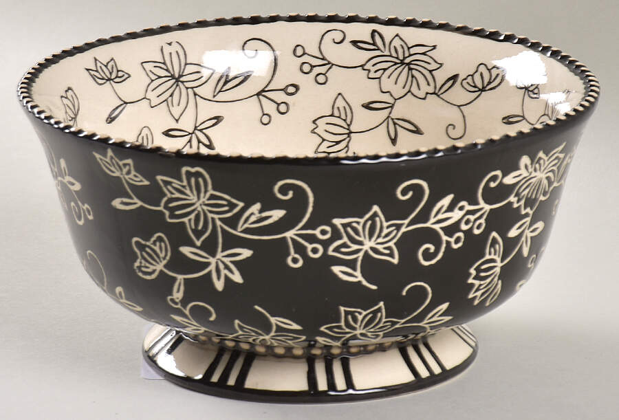 Floral Lace Black Soup/Cereal Bowl by Temp-Tations-1