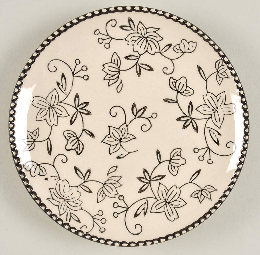 Floral Lace Black Coupe Bread & Butter Plate by Temp-Tations-1