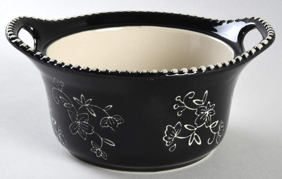 Floral Lace Black 1 Pt Round Casserole No Lid by Temp-Tations-1