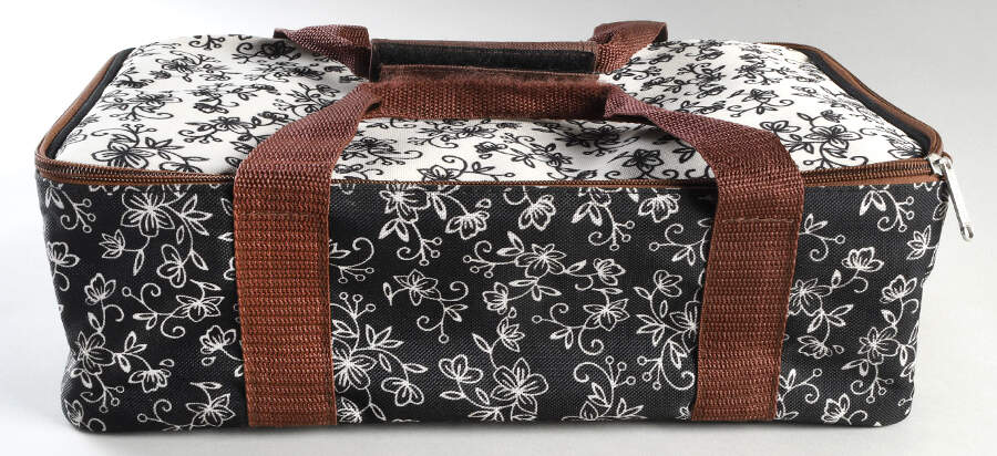 Floral Lace Black Thermal Tote for Retangle Baker by Temp-Tations-1