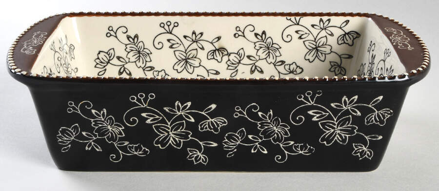 Floral Lace Black Loaf Pan by Temp-Tations-1