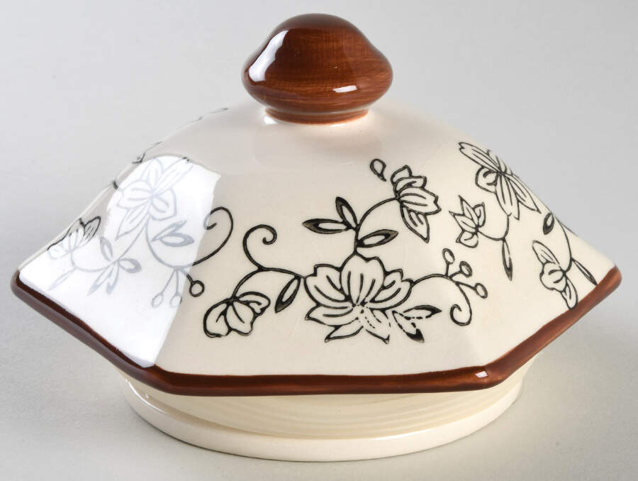 Floral Lace Black Lid for Small Canister by Temp-Tations-1