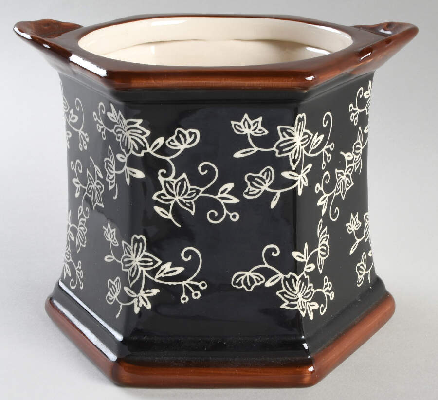 Floral Lace Black Medium Canister No Lid by Temp-Tations-1