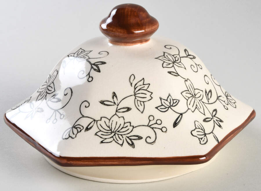 Floral Lace Black Lid for Medium Canister by Temp-Tations-1