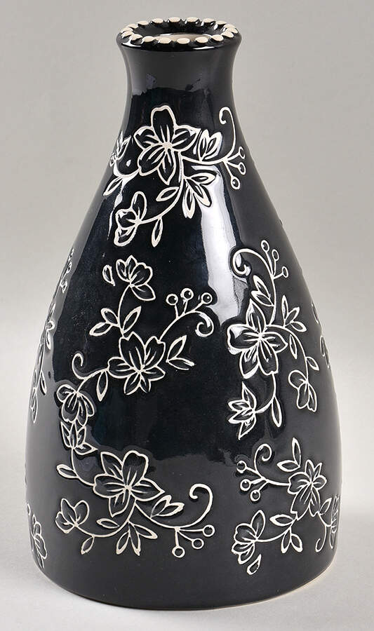 Floral Lace Black 7" Bud Vase by Temp-Tations-1