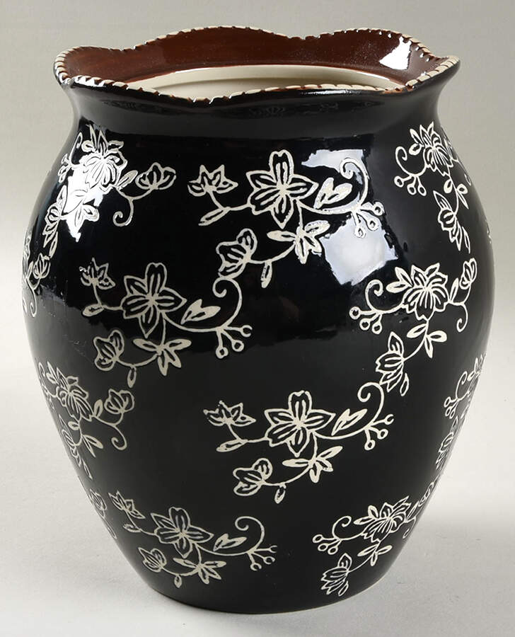 Floral Lace Black Large Canister No Lid by Temp-Tations-1