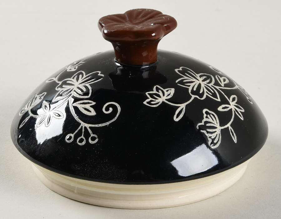 Floral Lace Black Lid for Large Canister by Temp-Tations-1