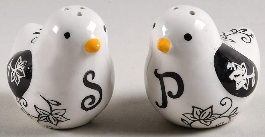 Floral Lace Black Figural Salt & Pepper Set by Temp-Tations-1