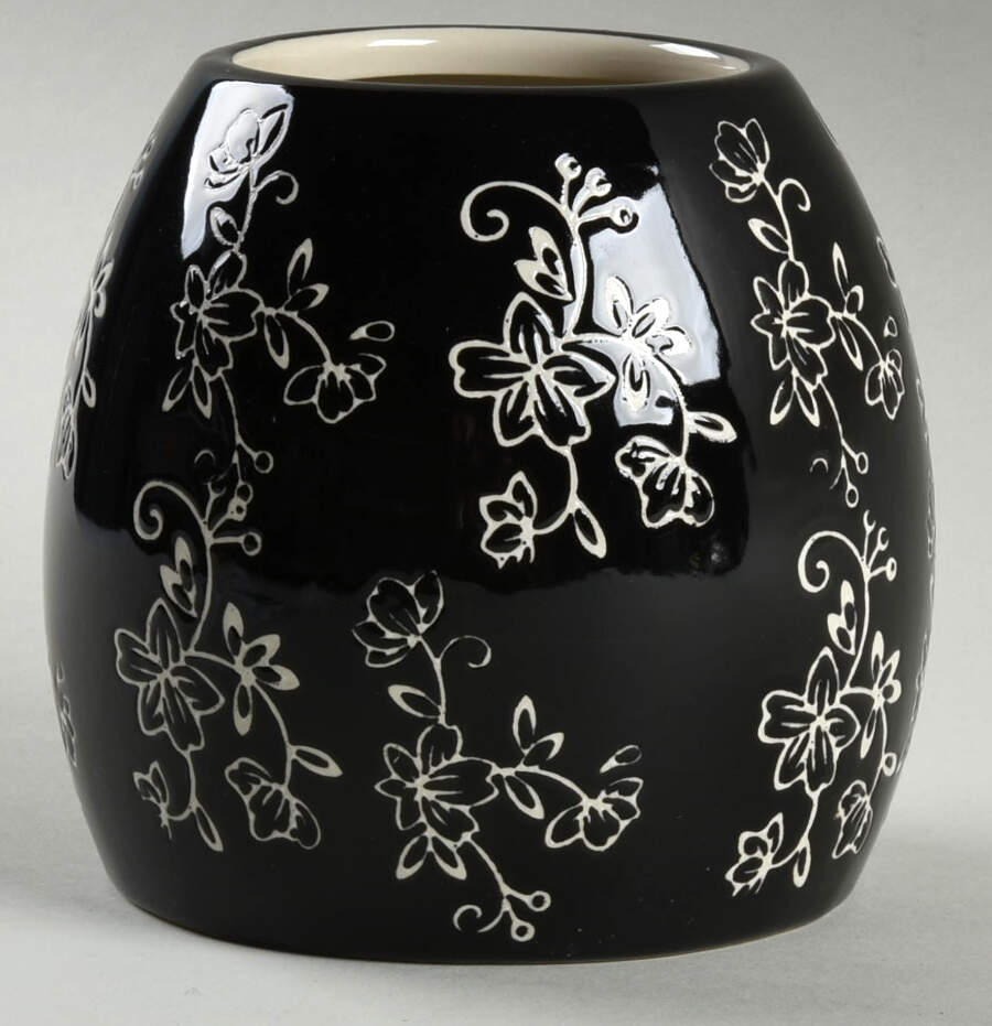Floral Lace Black Treat Jar No Lid by Temp-Tations-1