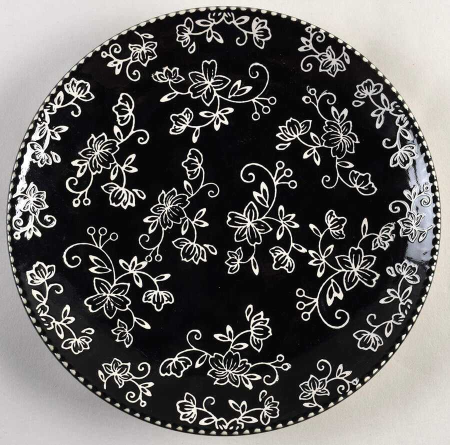 Floral Lace Black Dinner Plate by Temp-Tations-1