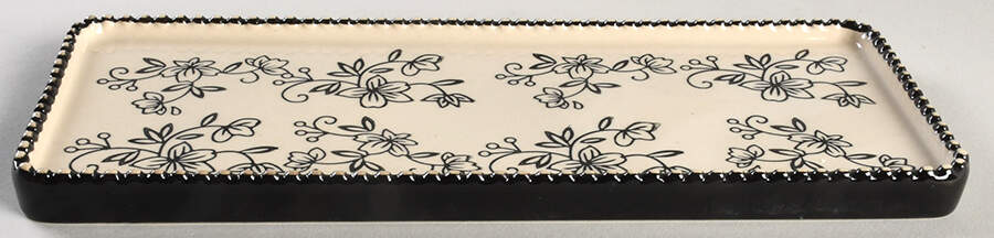 Floral Lace Black 11" Rectangular Tray by Temp-Tations-1