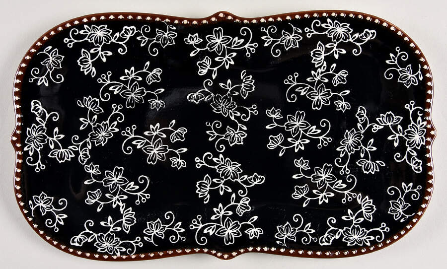 Floral Lace Black Soup & Sandwich Set-Tray by Temp-Tations-1