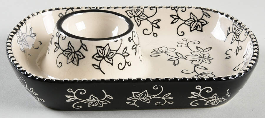 Floral Lace Black Small Individual Snack Caddy with Dip Well by Temp-Tations-1