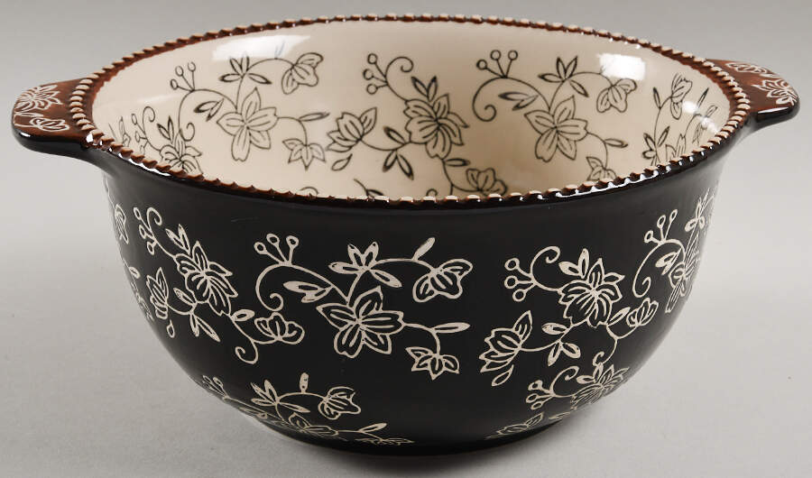 Floral Lace Black 9" Mixing Bowl by Temp-Tations-1