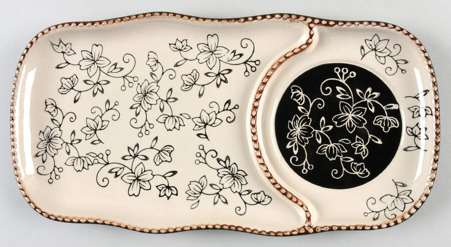 Floral Lace Black Tray for Soup Mug & Sandwich Set by Temp-Tations-1