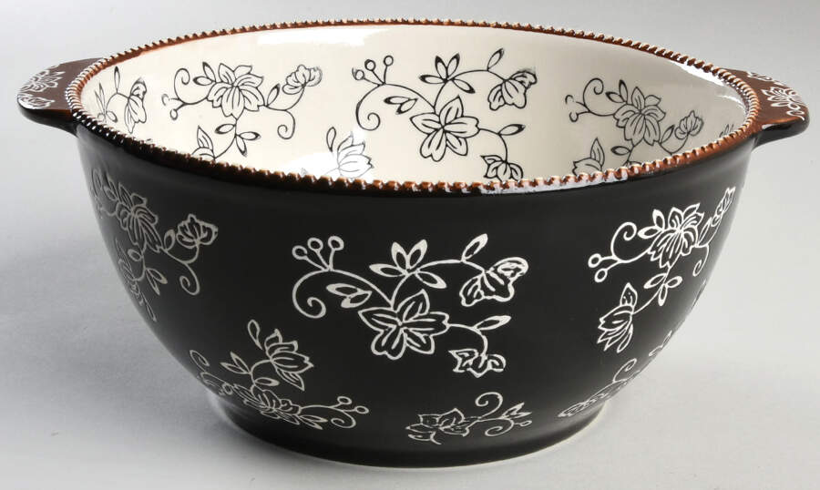Floral Lace Black 8" Mixing Bowl by Temp-Tations-1
