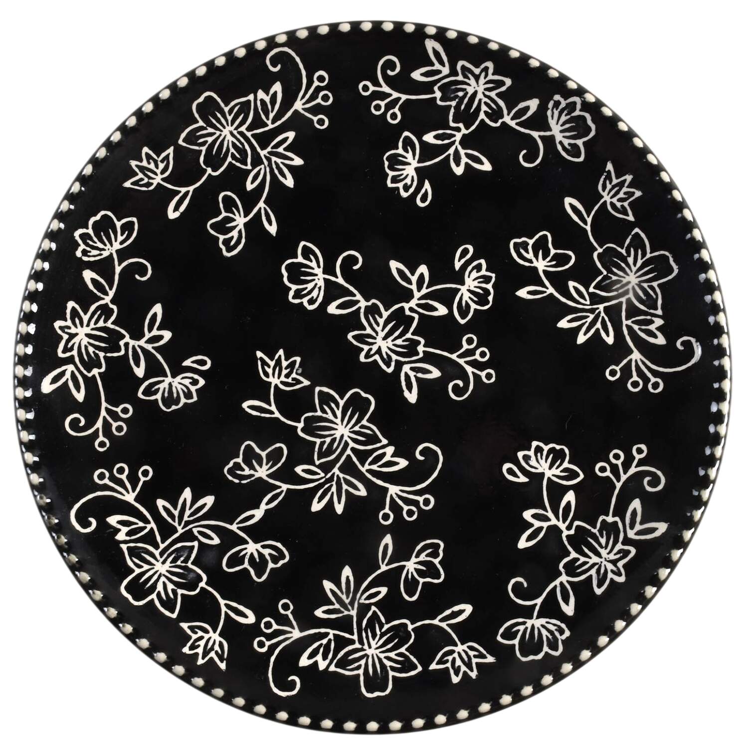 Floral Lace Black Salad Plate by Temp-Tations-1
