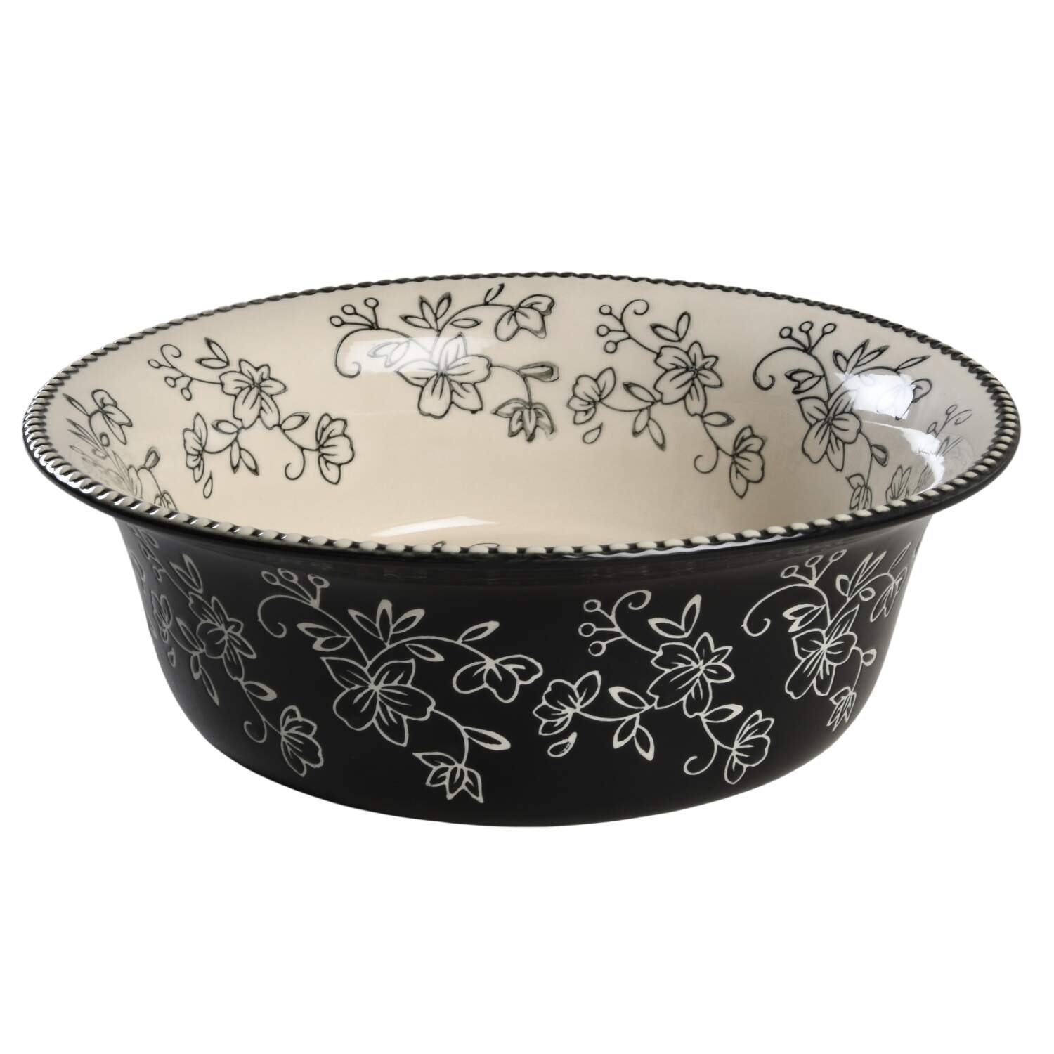 Floral Lace Black 10" Round Baker by Temp-Tations-1