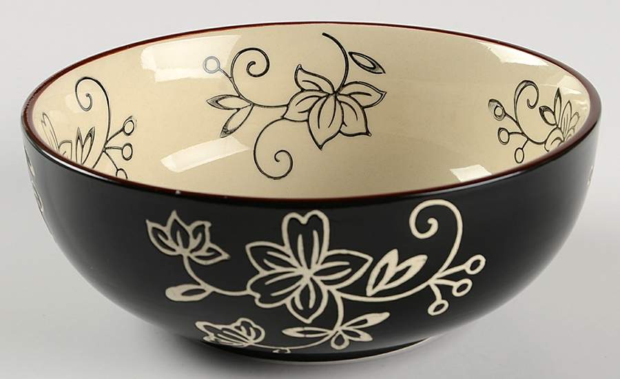 Floral Lace Black Soup/Cereal Bowl by Temp-Tations-1