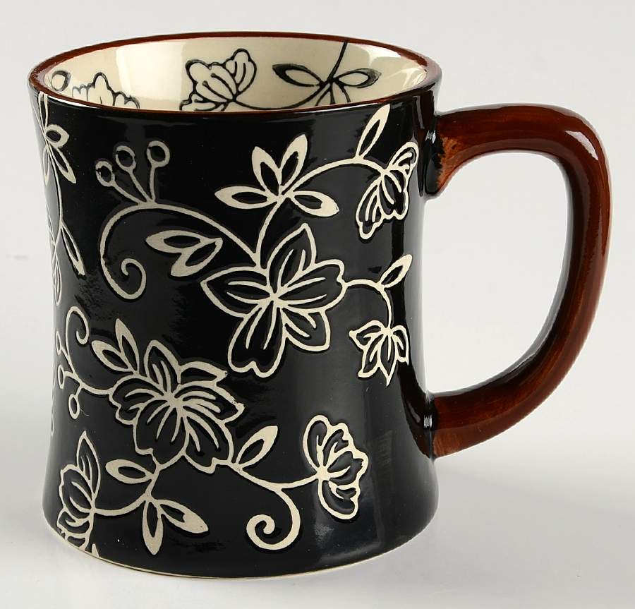 Floral Lace Black Mug by Temp-Tations-1