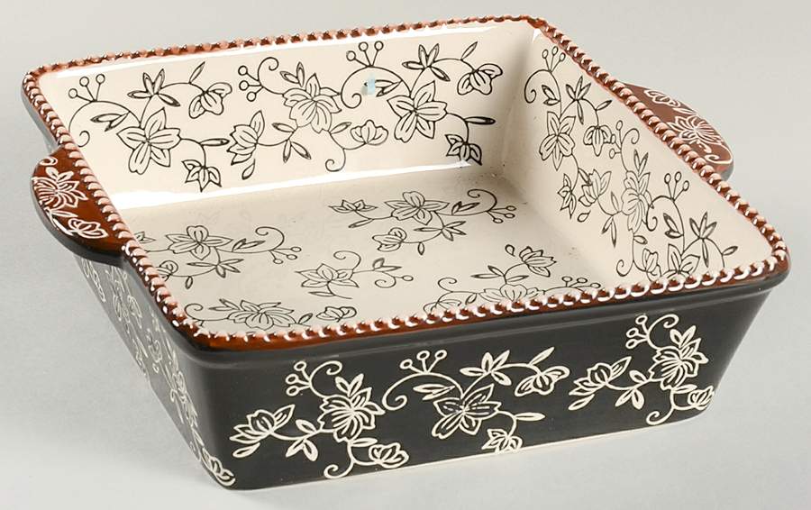 Floral Lace Black 8" Square Baker by Temp-Tations-1