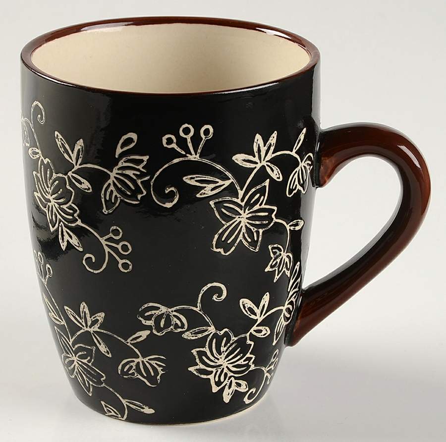 Floral Lace Black Mug by Temp-Tations-1