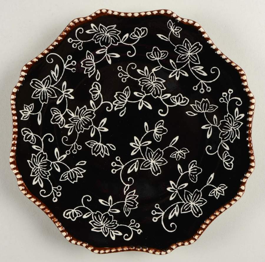 Floral Lace Black Salad Plate by Temp-Tations-1