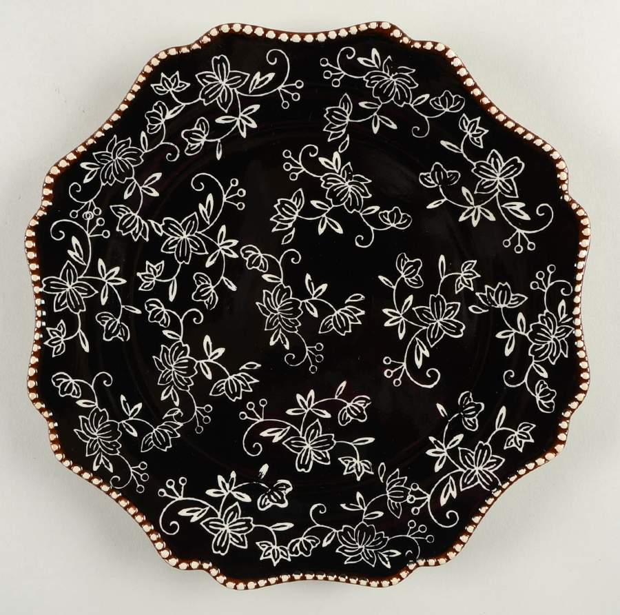 Floral Lace Black Dinner Plate by Temp-Tations-1