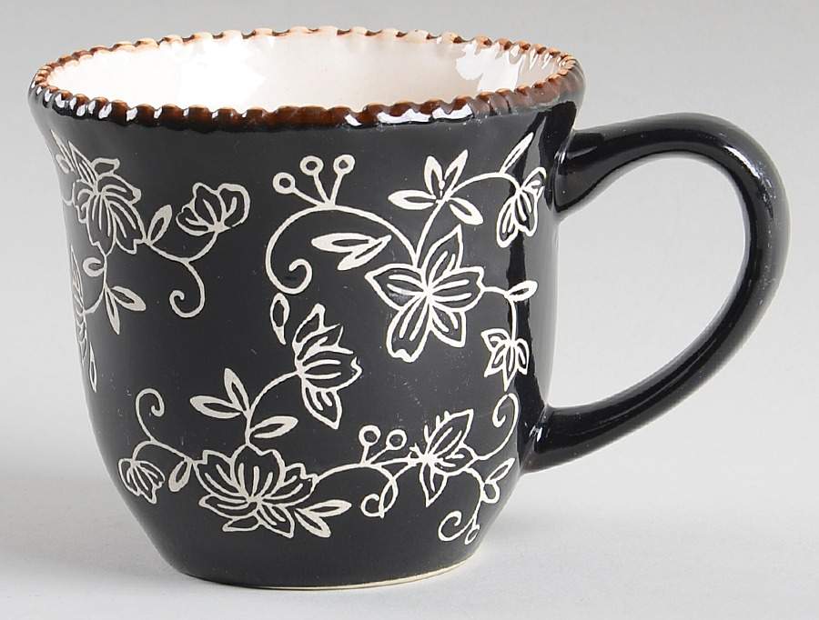 Floral Lace Black Mug by Temp-Tations-1