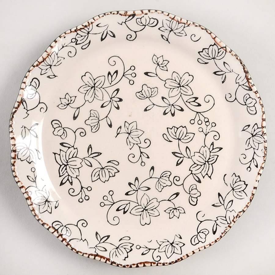 Floral Lace Black Salad Plate by Temp-Tations-1