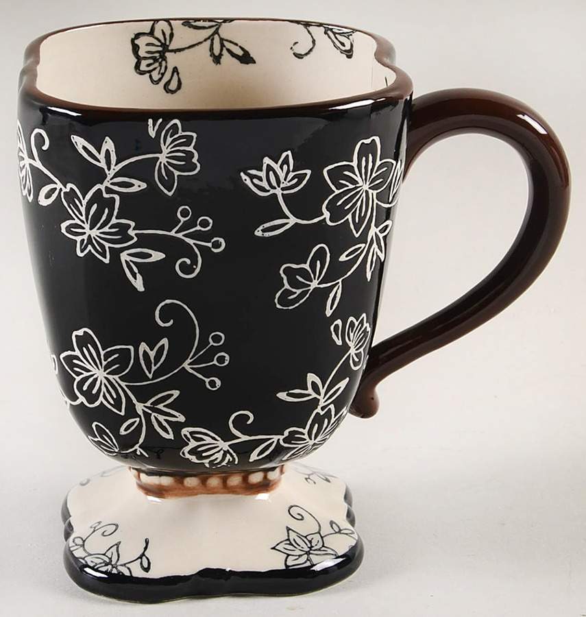 Floral Lace Black Square Mug by Temp-Tations-1