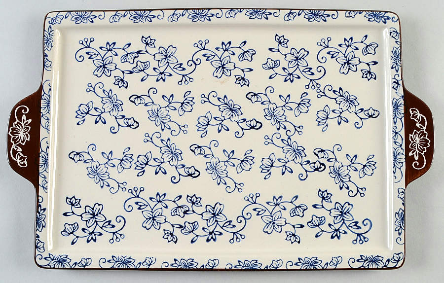 Floral Lace-Blue 15" Rectangular Tray by Temp-Tations-1