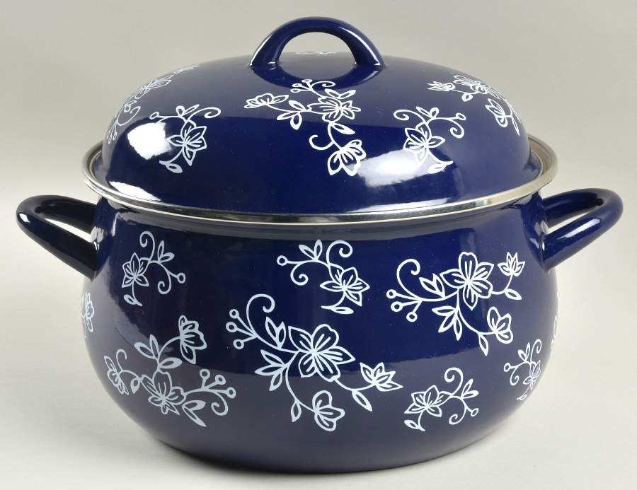 Floral Lace-Blue 7 Quart Metal Stockpot & Lid by Temp-Tations-1