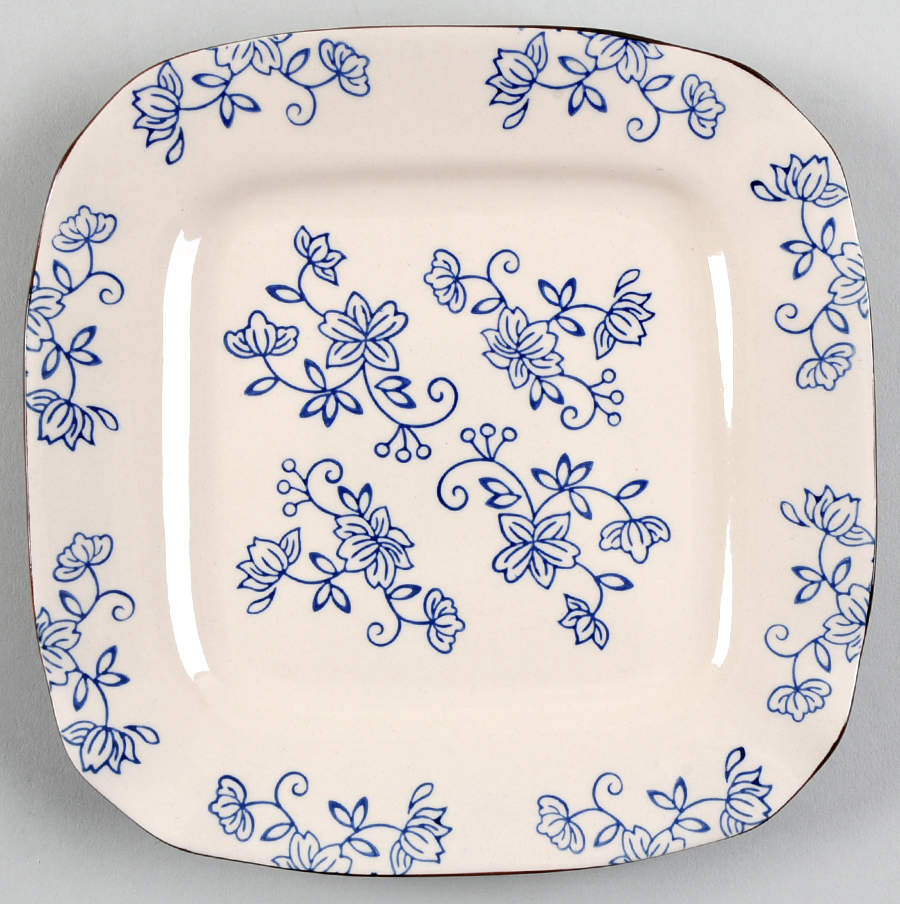 Floral Lace-Blue Square Salad Plate by Temp-Tations-1