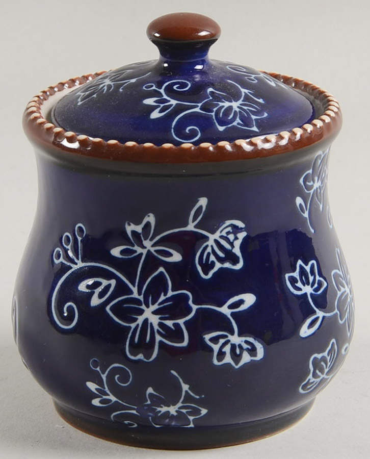 Floral Lace-Blue Sugar Bowl & Lid by Temp-Tations-1