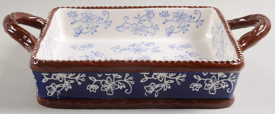 Floral Lace-Blue 8" Square Baker by Temp-Tations-1