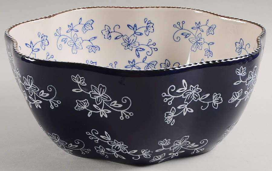 Floral Lace-Blue 10" Scalloped Bowl by Temp-Tations-1