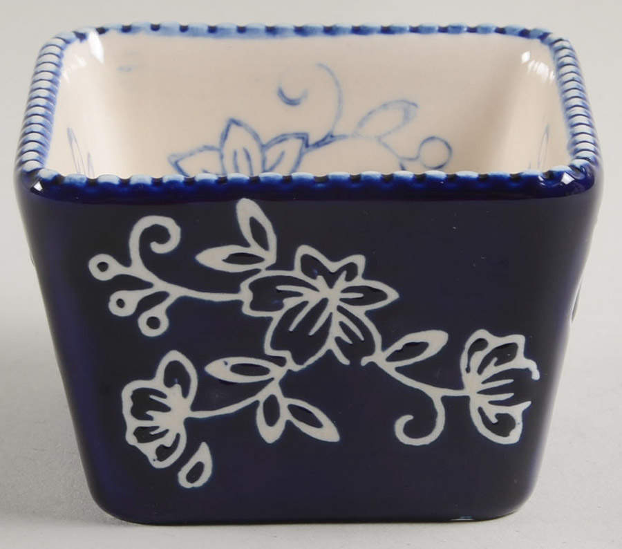 Floral Lace-Blue Small Square Ramekin by Temp-Tations-1