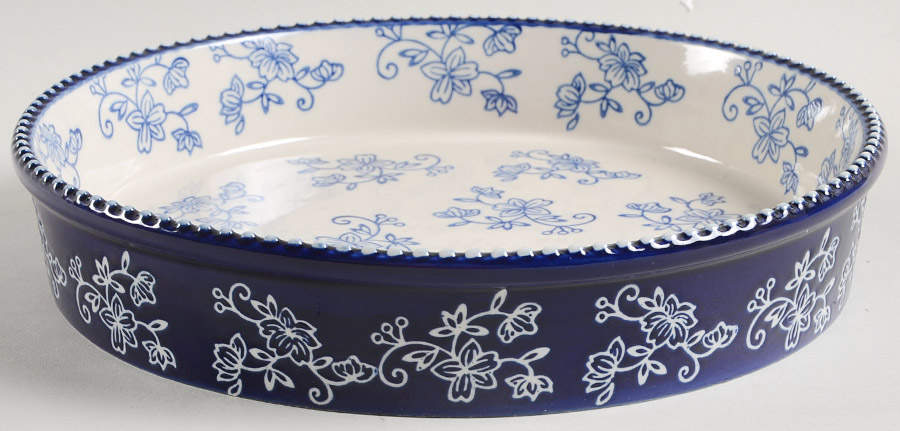 Floral Lace-Blue 9" Pie Baking Plate by Temp-Tations-1
