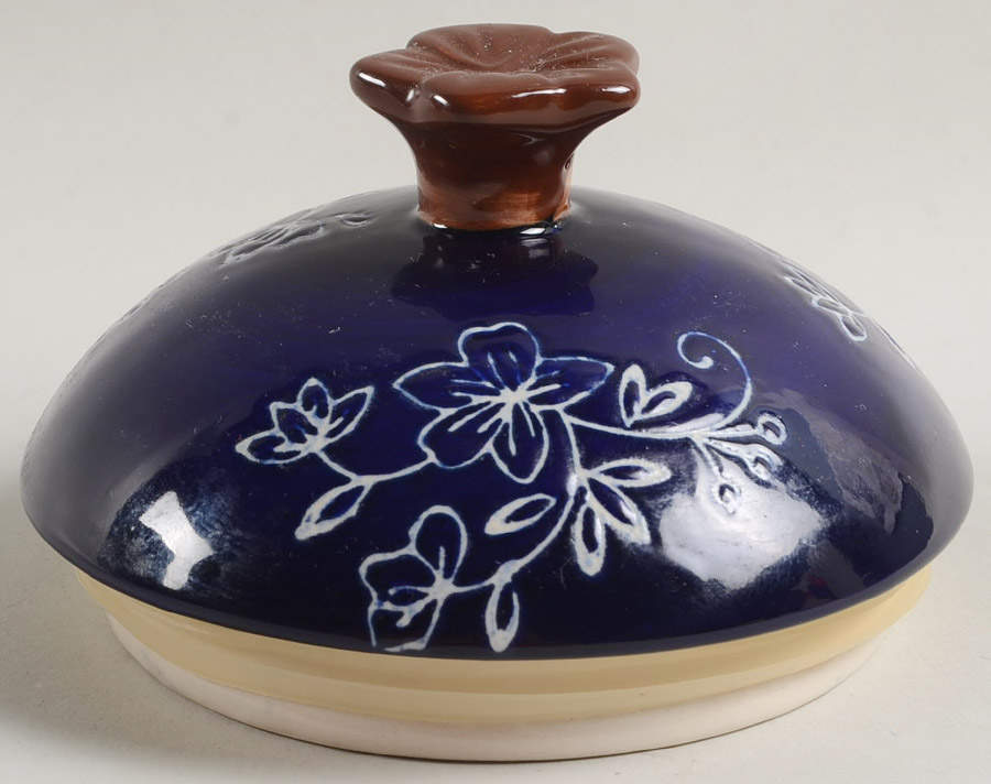 Floral Lace-Blue Lid for Cookie Jar by Temp-Tations-1