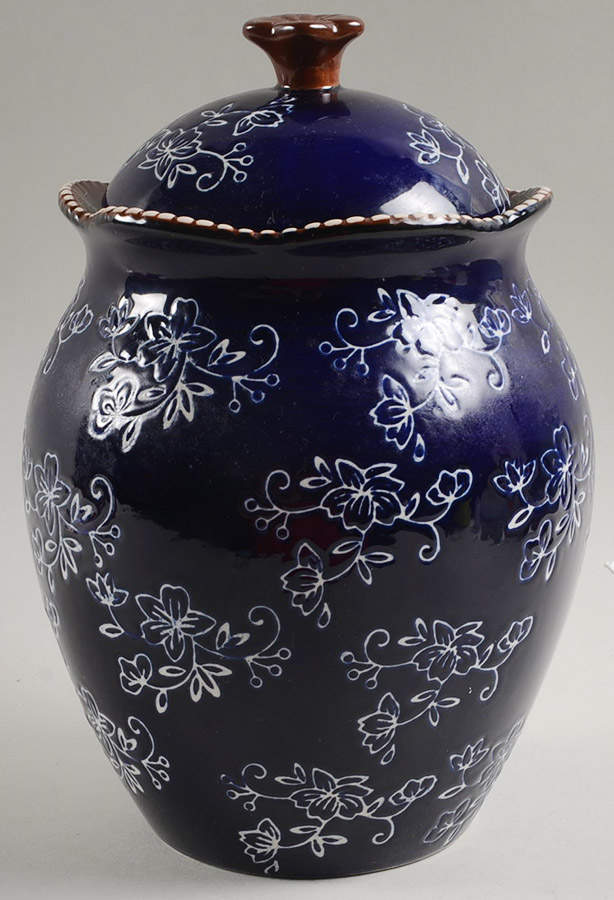 Floral Lace-Blue Cookie Jar & Lid by Temp-Tations-1