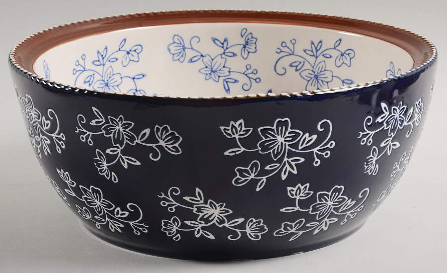Floral Lace-Blue 3 Quart Round Casserole No Lid by Temp-Tations-1