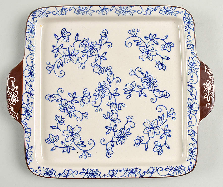 Floral Lace-Blue Lid-It for 7" Square Baker by Temp-Tations-1