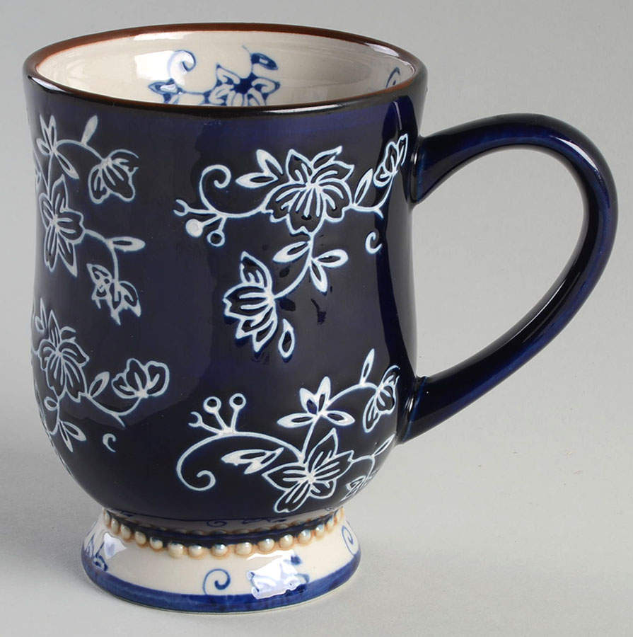 Floral Lace-Blue Footed Mug (No Lid-It or Spoon) by Temp-Tations-1