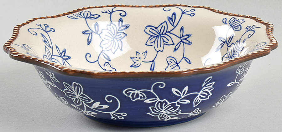 Floral Lace-Blue 7" Round Serving Bowl by Temp-Tations-1