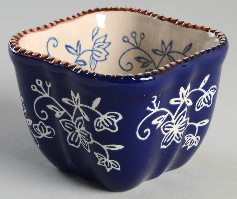 Floral Lace-Blue Square Ramekin by Temp-Tations-1