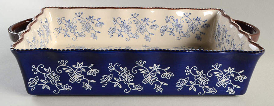 Floral Lace-Blue 13'' Rectangular Baker by Temp-Tations-1