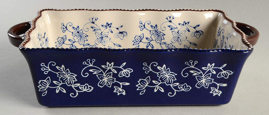 Floral Lace-Blue 10" Rectangular Baker by Temp-Tations-1