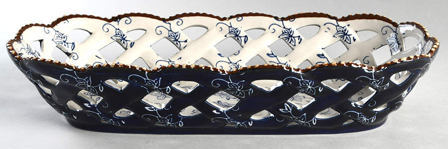 Floral Lace-Blue Bread Basket Tray by Temp-Tations-1